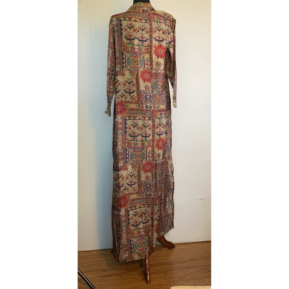 Sayuri Designer Indian Duster Jacket Mirror Work Boho Kimono Phulkari Lagenlook - Picture 5 of 12